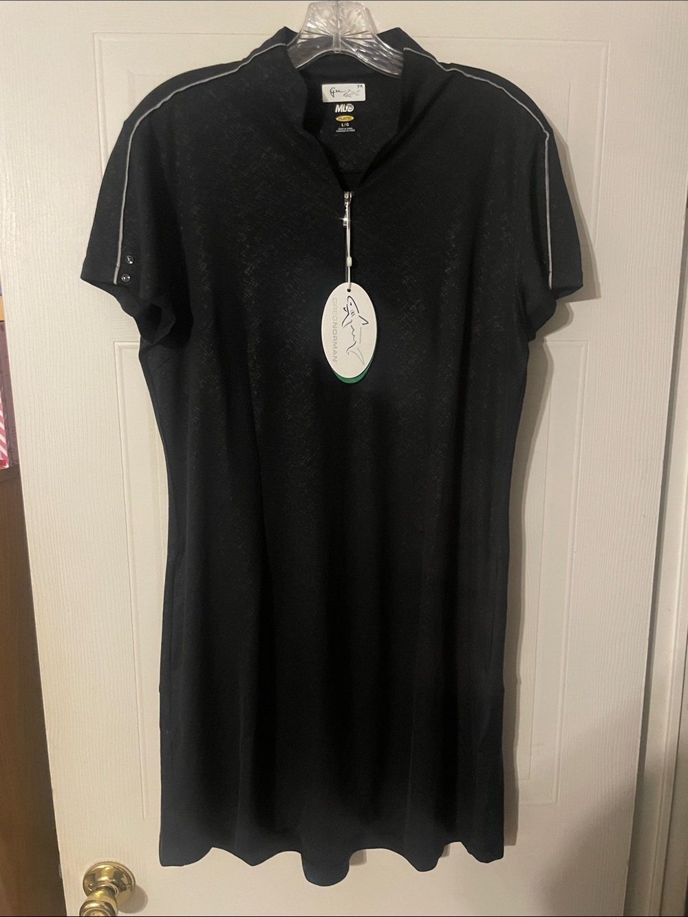 Greg Norman ML75  Black Short Sleeve Zipneck Tunic with Contrast Piping